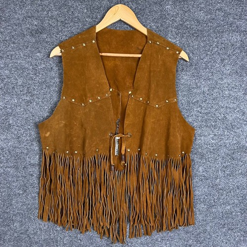Vintage suede fringe vest - suede,