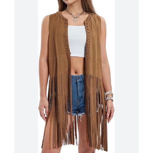 Womens faux suede fringe - suede,