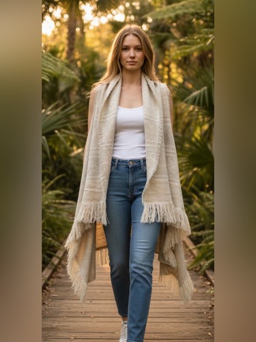 Gray ivory geometric fringe - geometric,