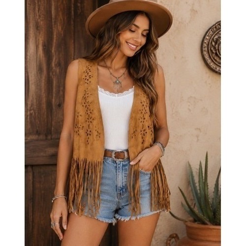 Mauve womens faux suede fringe - mauve,