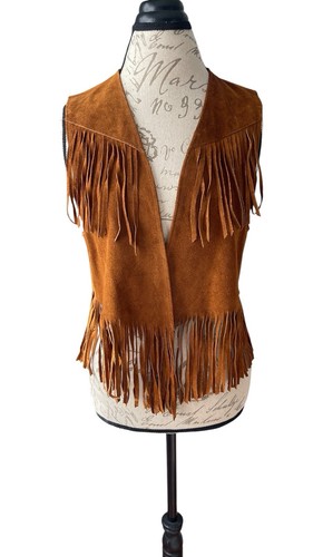 Vintage suede fringe vest - vintage,