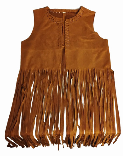 Fringe vest brown faux - fringe,
