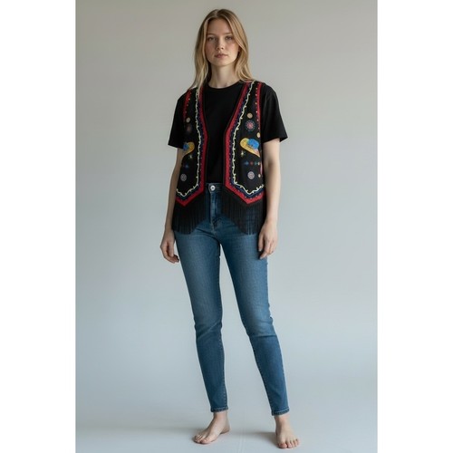 Imein embroidered fringe vest - embroidered,