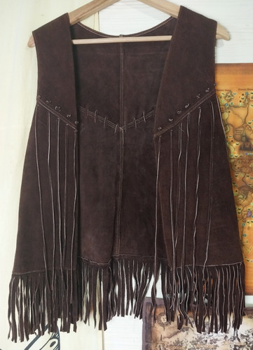 Suede leather fringe vest - suede,