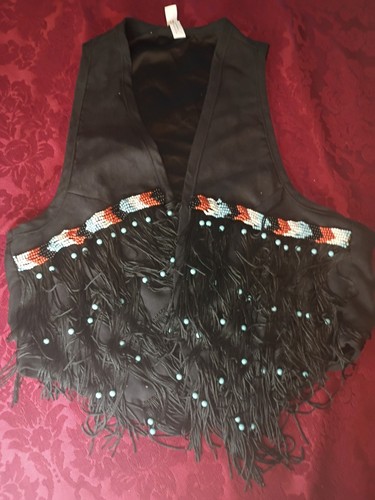 Black faux suede western vest - faux,